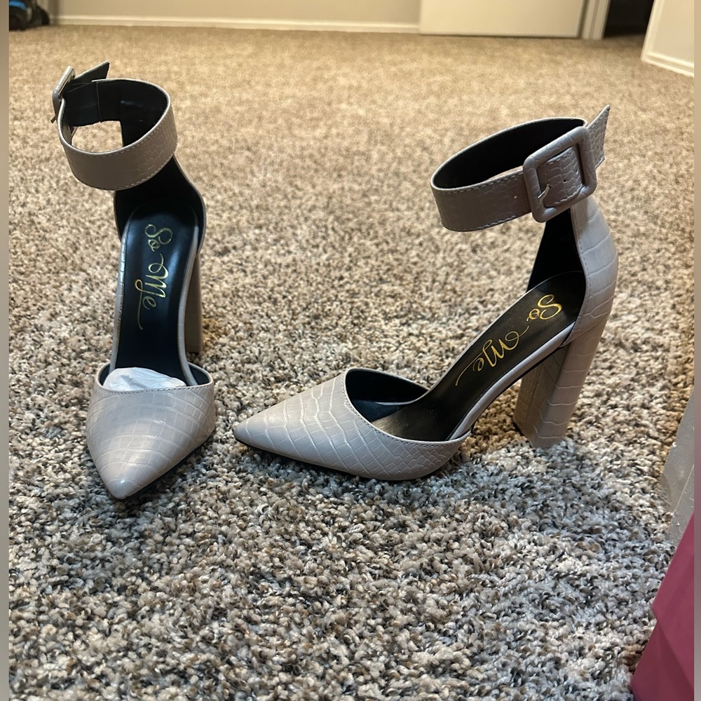 Nude strap heels